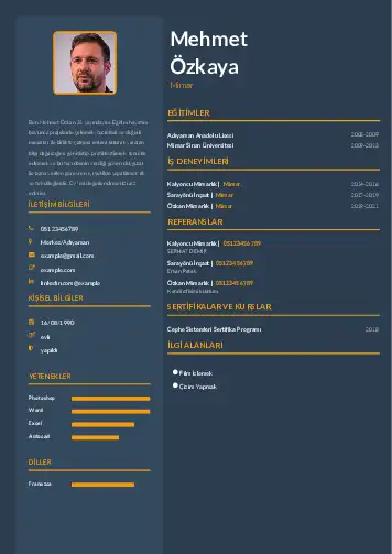 Mimar Cv Örnekleri cv indir